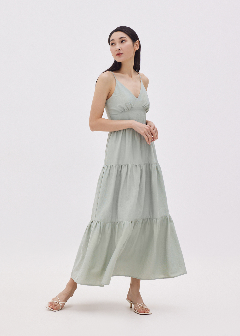 

Lainey Ruched Panel Camisole Maxi Dress-156-XXS