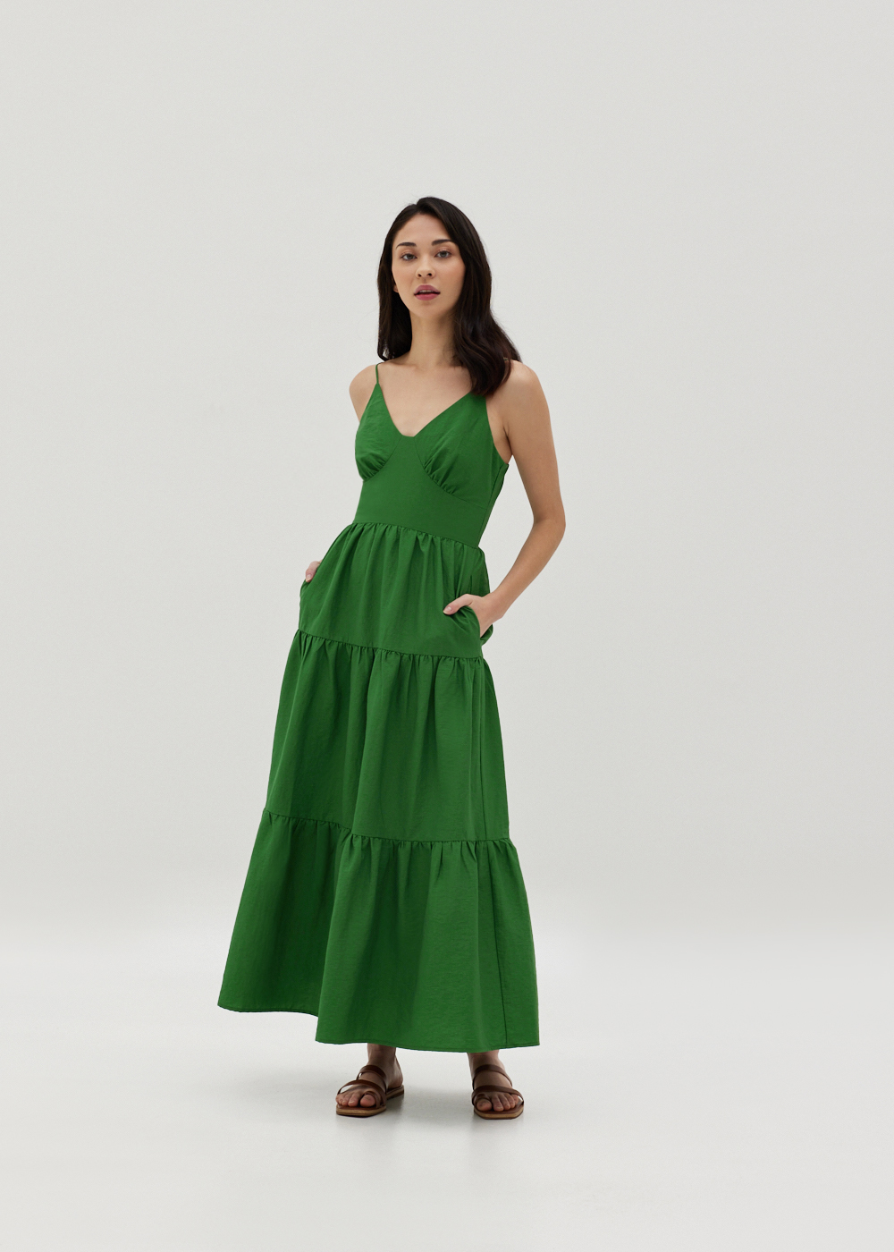 

Lainey Ruched Panel Camisole Maxi Dress-366-XXS