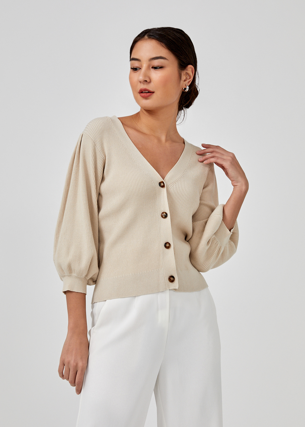 Macayla Puff Sleeve Knit Cardigan