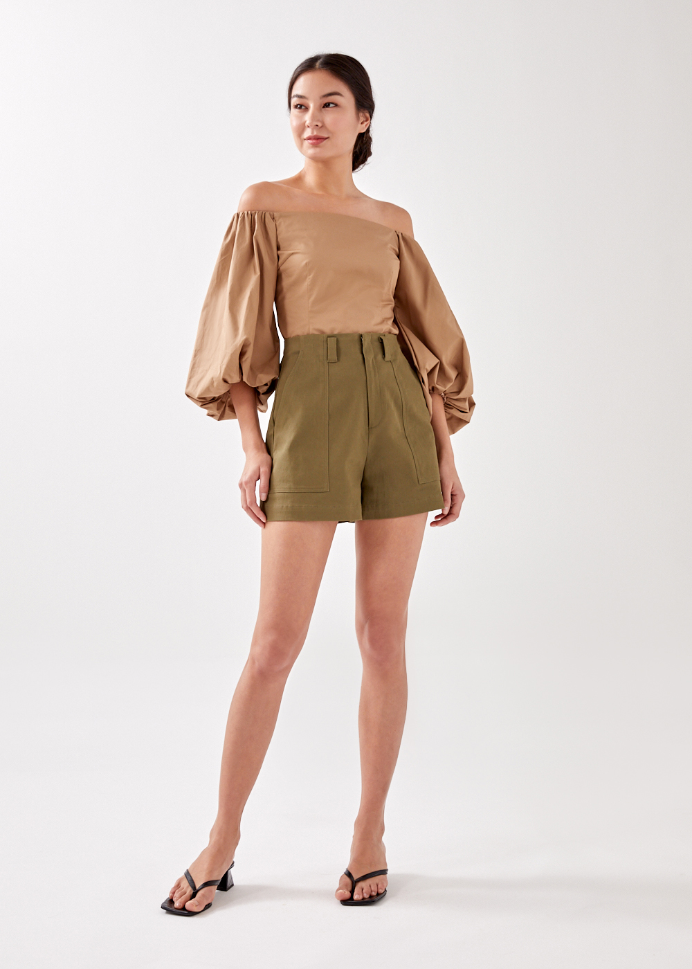 

Jace Off Shoulder Puff Sleeve Blouse-124-XS