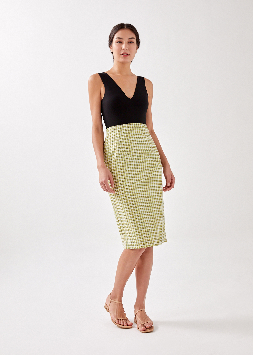 

Hadleya Gingham Pencil Skirt-108-XS