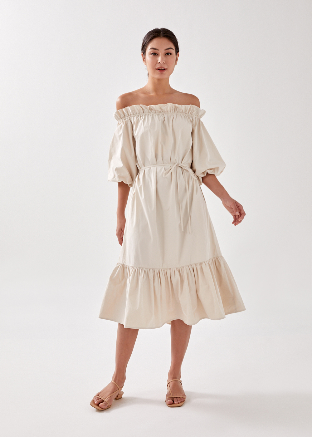 Buy Lucette Puff Sleeve Off Shoulder Midi Dress @ Love, Bonito