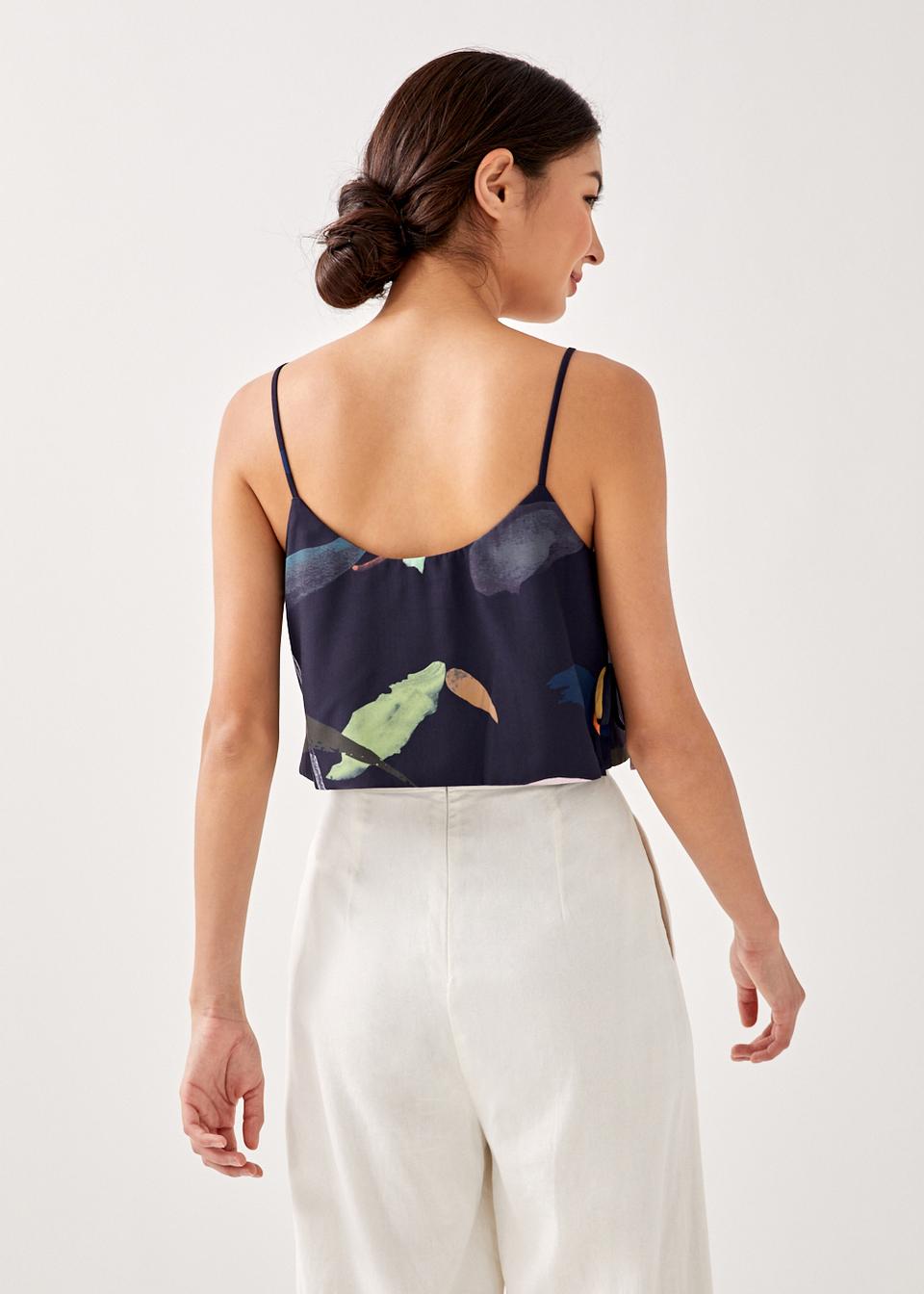 Augustine Cropped Foldover Camisole Top in Spring Medley