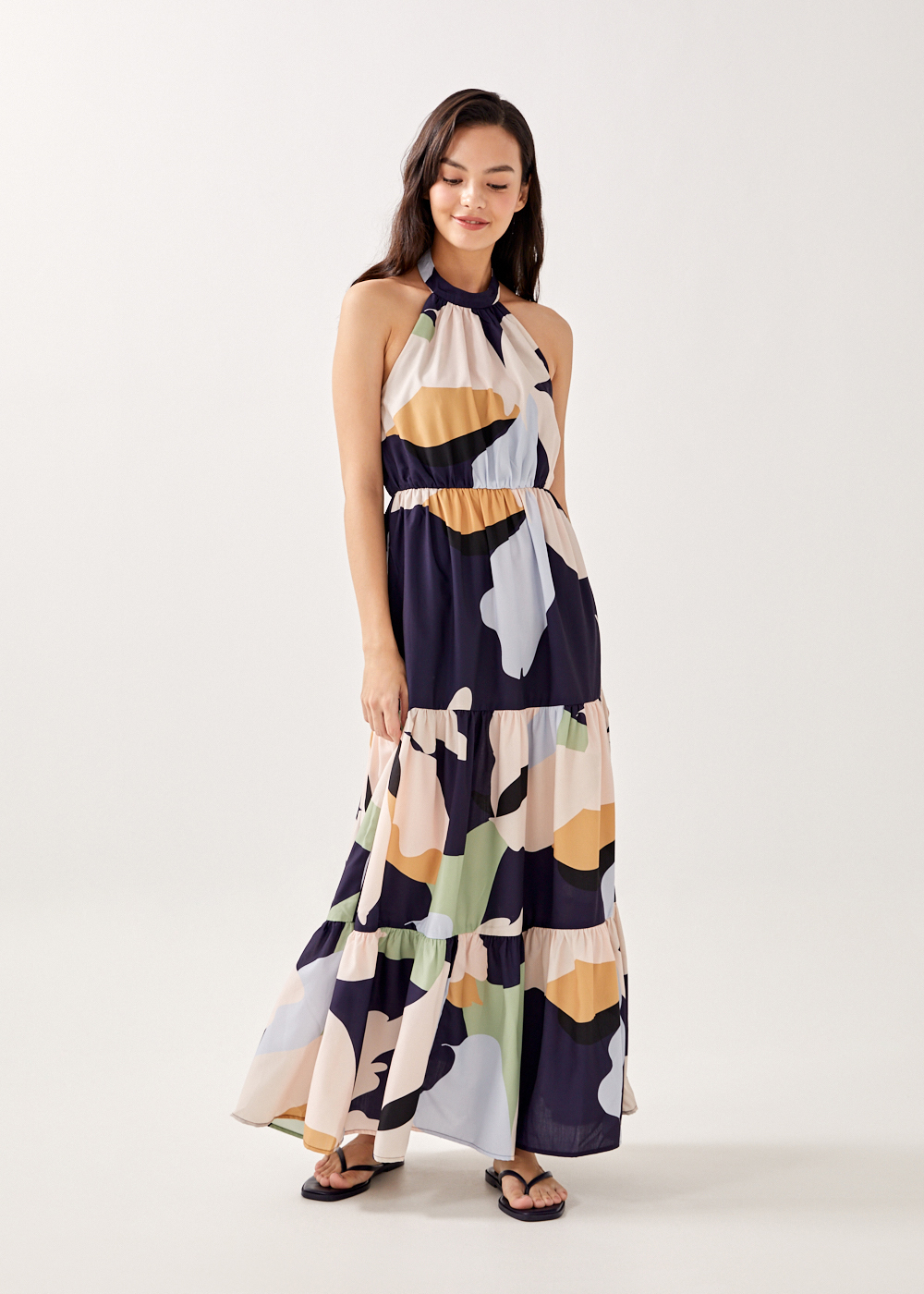 

Britta Halter Neck Tiered Maxi Dress in Alluring Bloom-052-S
