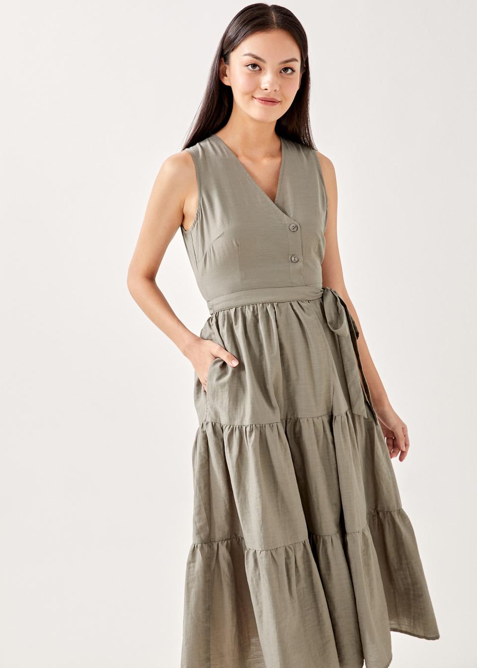 Buy Rozanna Tiered Wrap Midi Dress @ Love, Bonito Singapore | Shop