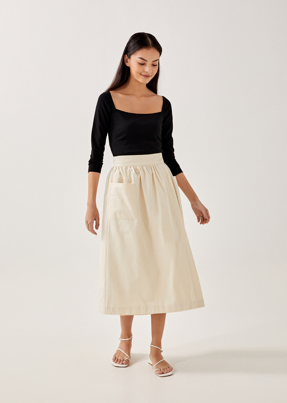 

Deanna Patch Pocket Wrap Skirt-035-S