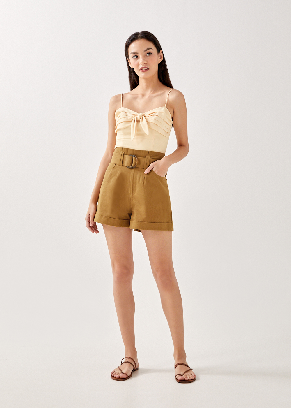 

Aviva Belted Paper Bag Shorts-275-M