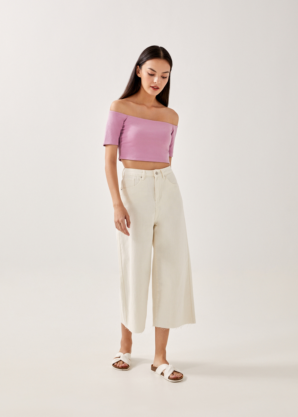 

Edna Off Shoulder Jersey Top-363-L