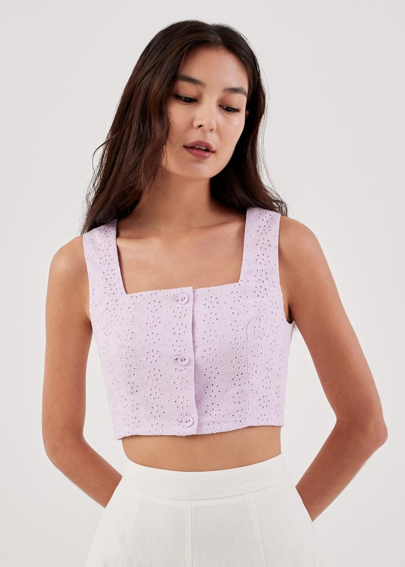 Tarini Broderie Button Down Top