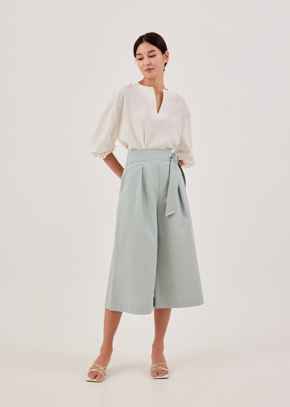 

Dallyn Wide Leg Sash Culottes-410-XS