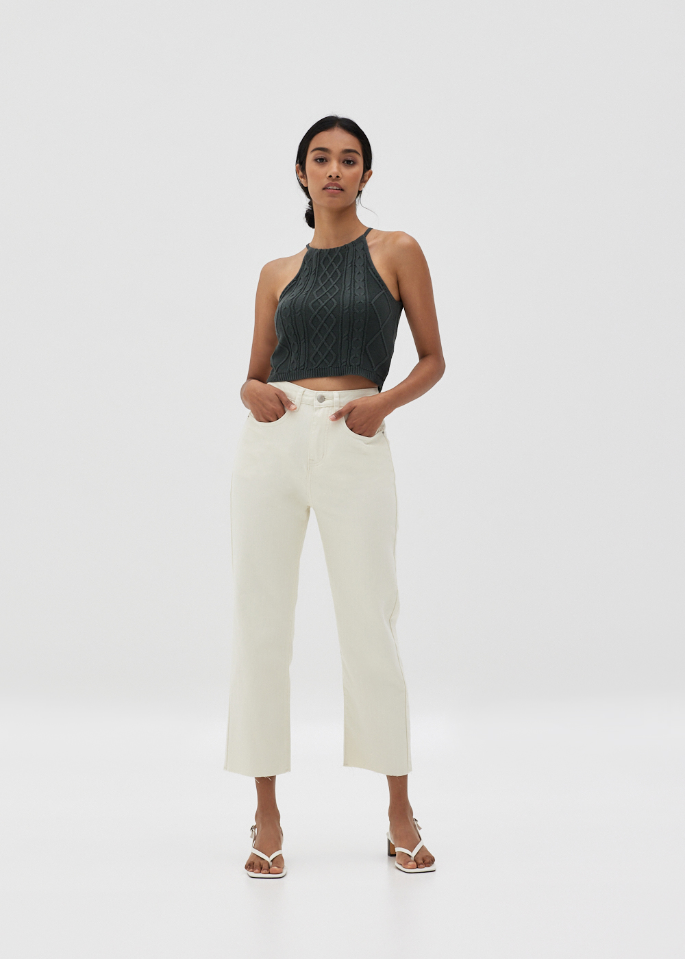 

Teya Cable Knit Halter Neck Top-160-M