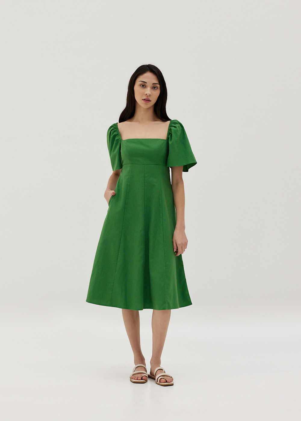 

Elisse Linen Fit & Flare Dress-366-XXS