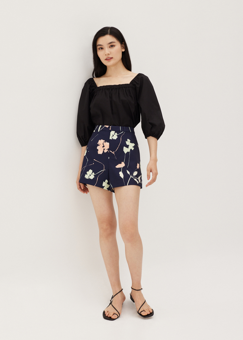 

Kelise Cotton Elastic Puff Sleeve Top-014-XS