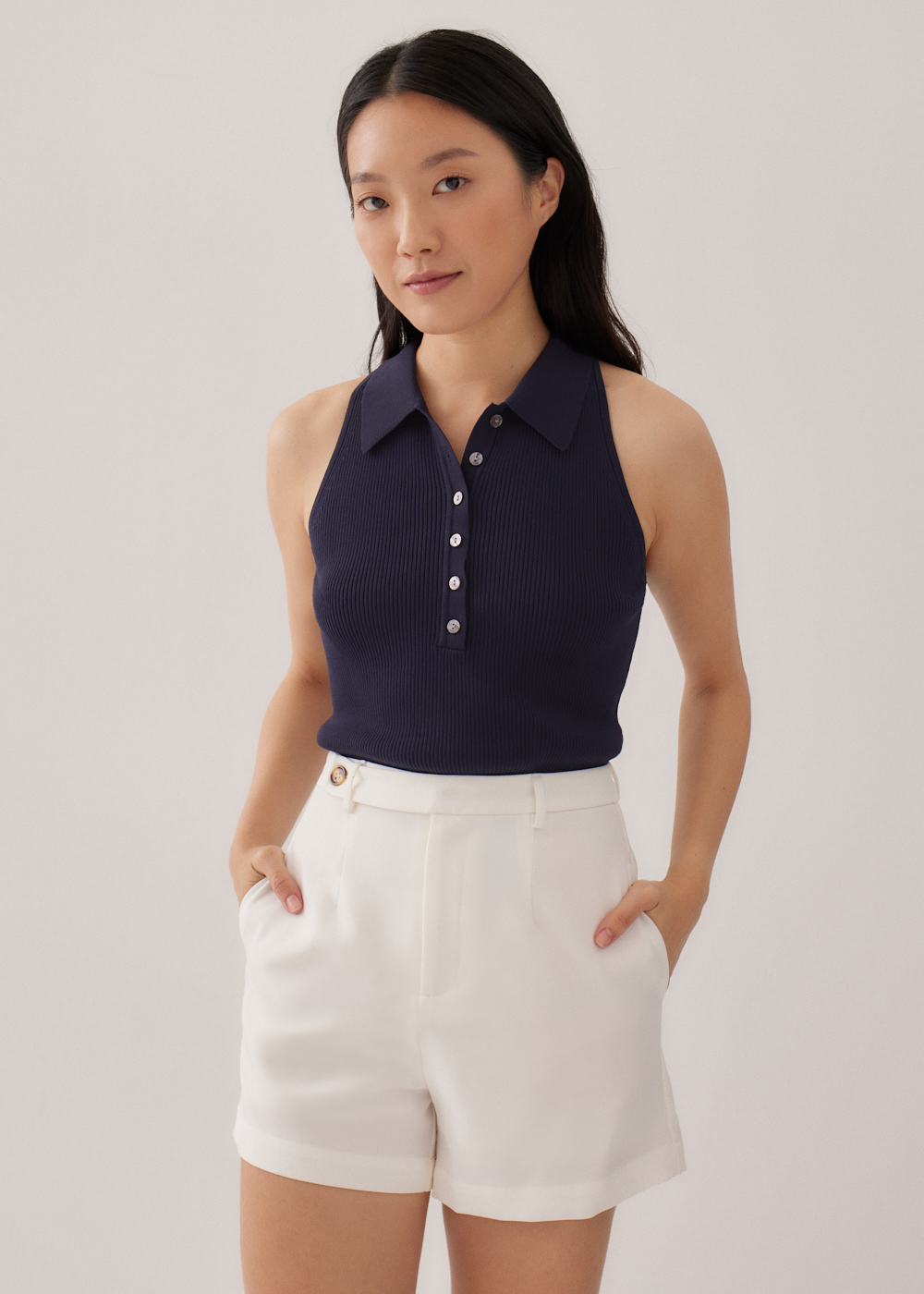 

Maevis Button Down Polo Top-052-XS