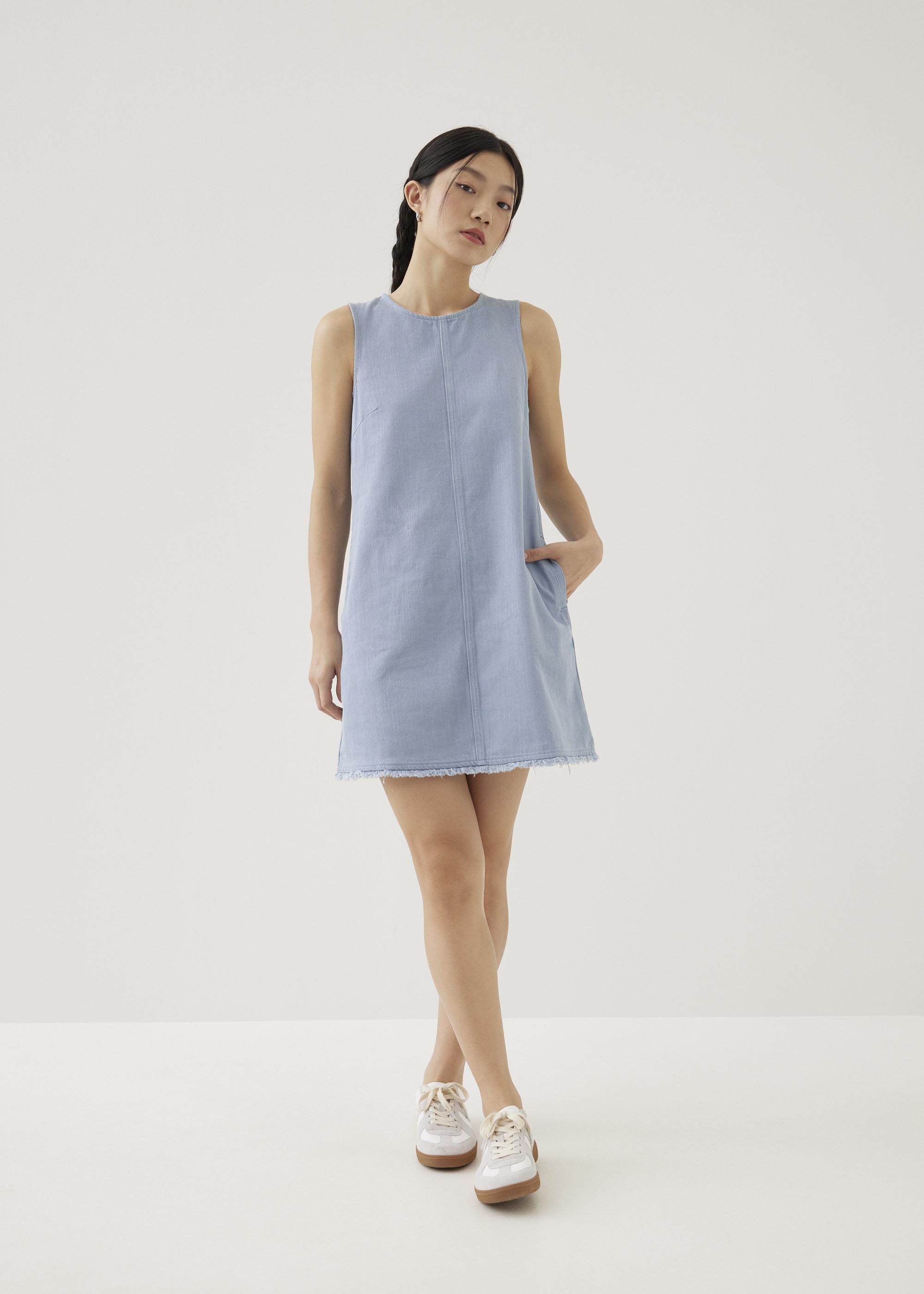 

Erise Cotton Shift Mini Dress-093-XXS