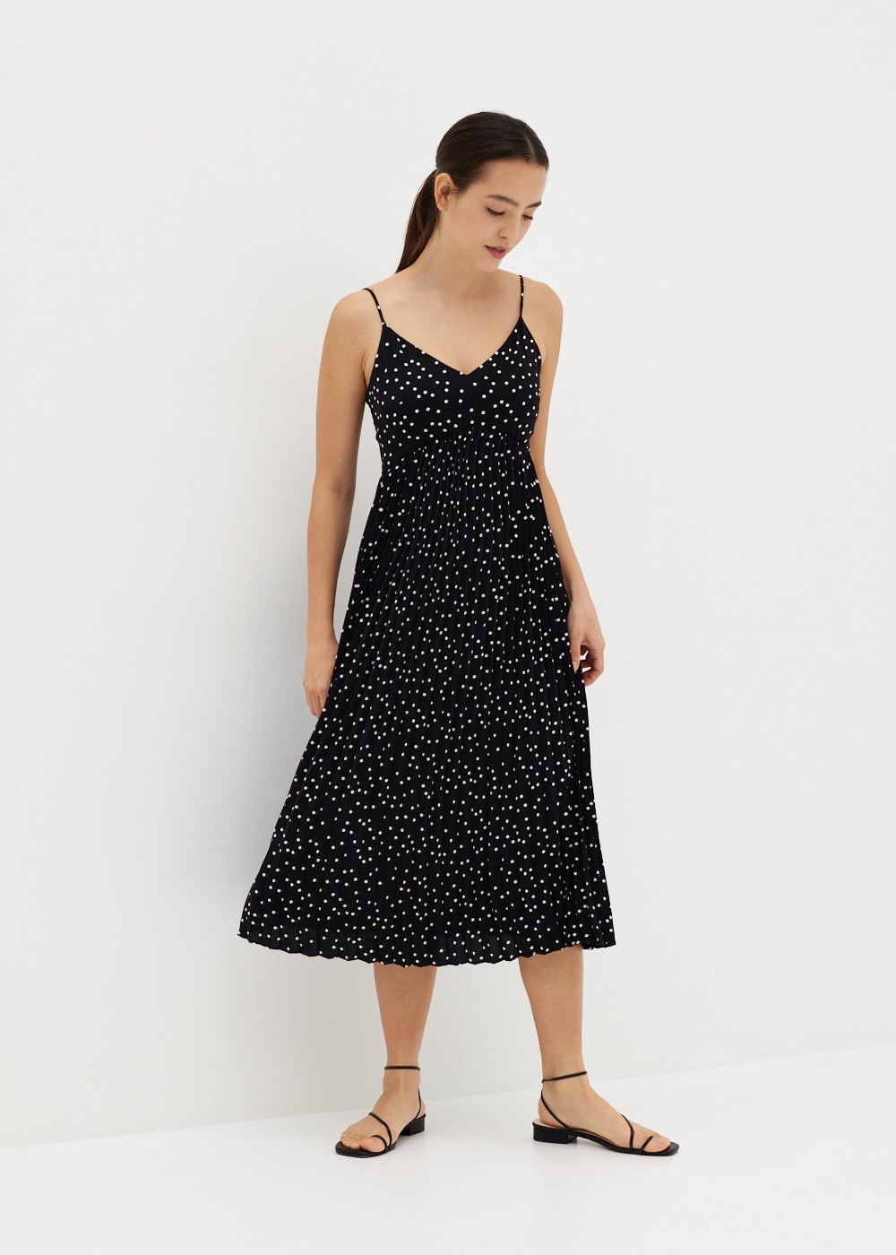 

Indya Polka Dot Pleated Dress-014-S