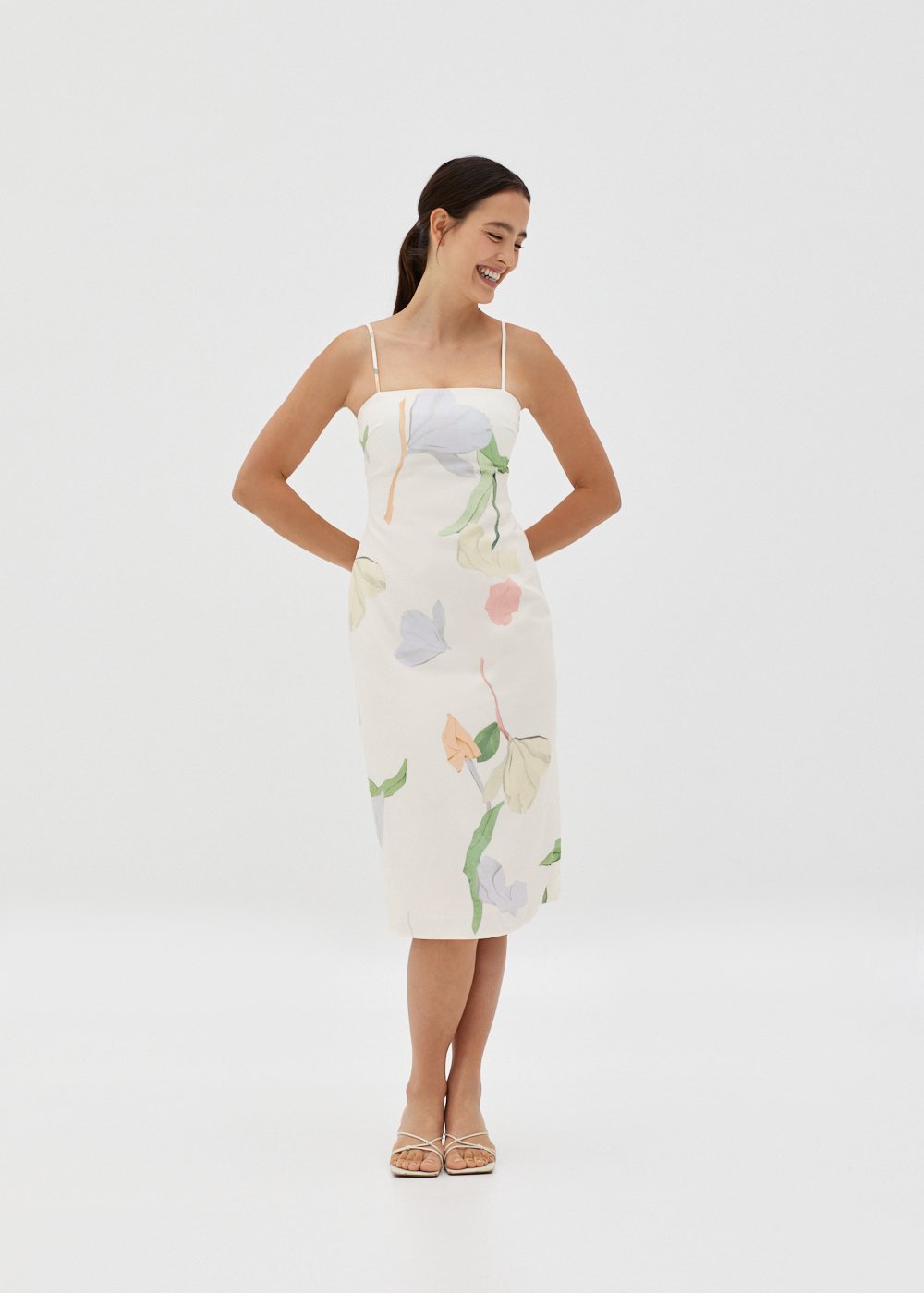 

Arizabeth Padded Column Camisole Dress in Petal Bliss-035-L