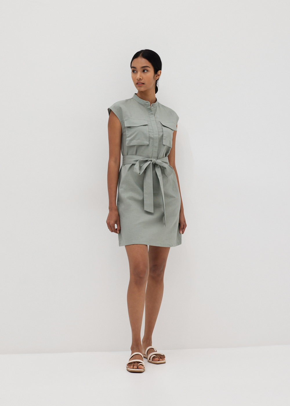 

Riana Linen Button Down Dress-160-S