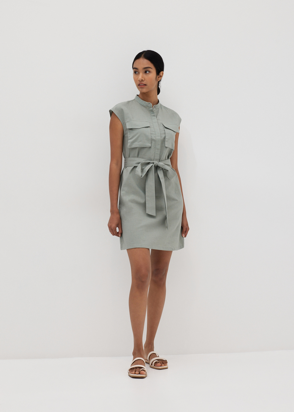 

Riana Linen Button Down Dress-160-L
