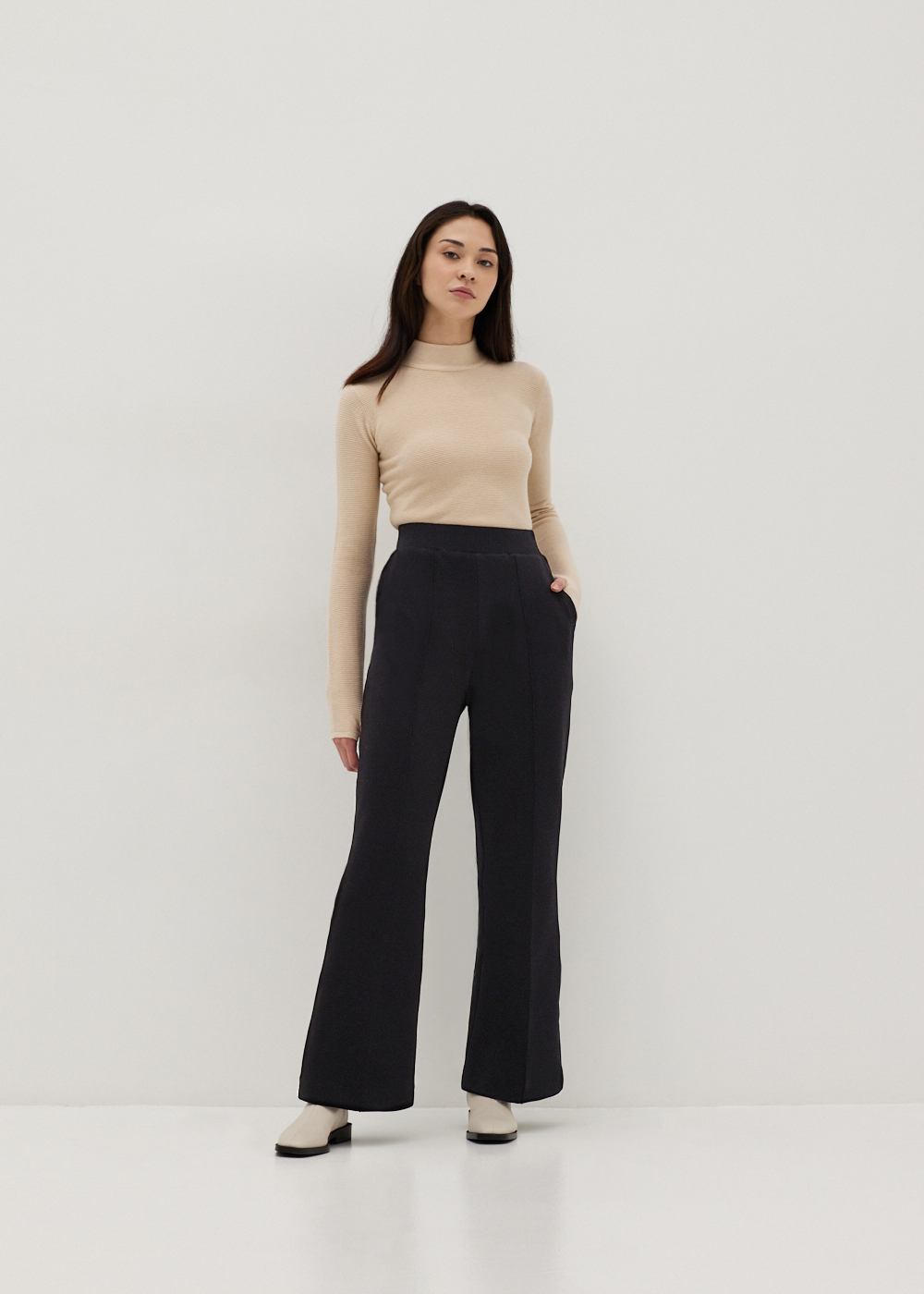 

Thalia Elastic Pin Tuck Flare Pants-014-XL