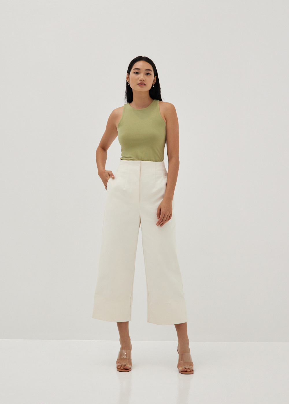 

Jazlyn Textured Twill Wide Leg Pants-035-S