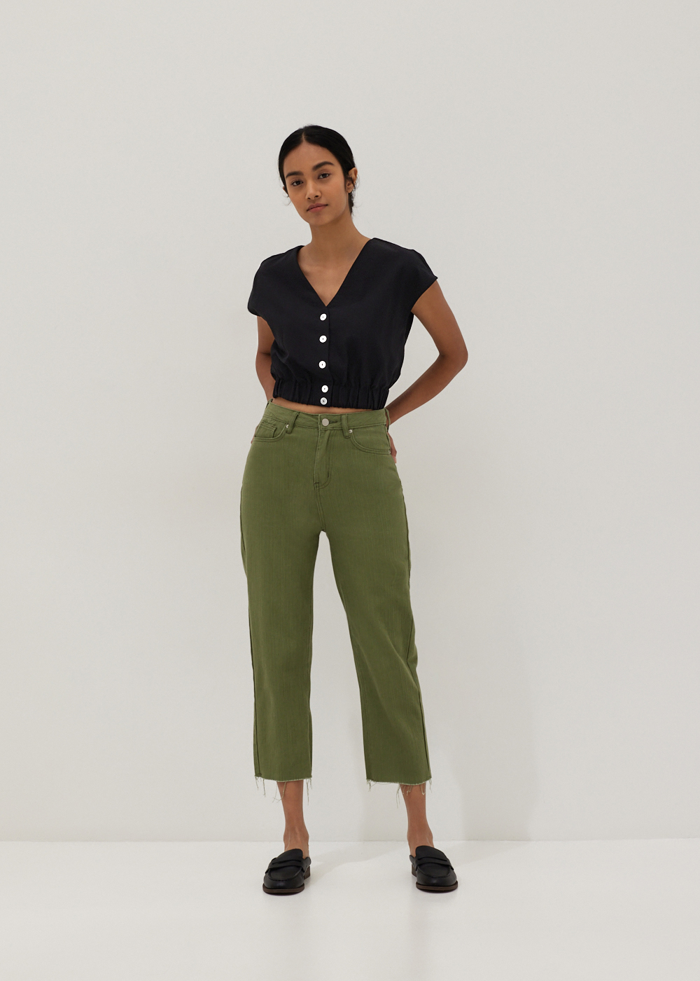 

Laurel Elastic Waist Crop Shirt-014-M