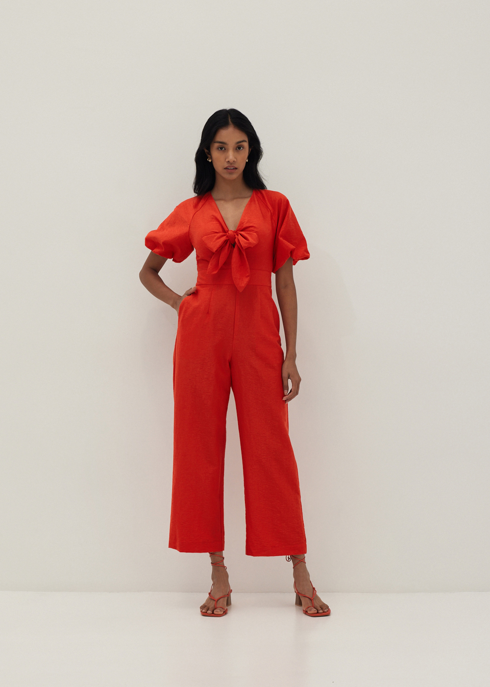 

Calissa Padded Tie Front Jumpsuit-278-S