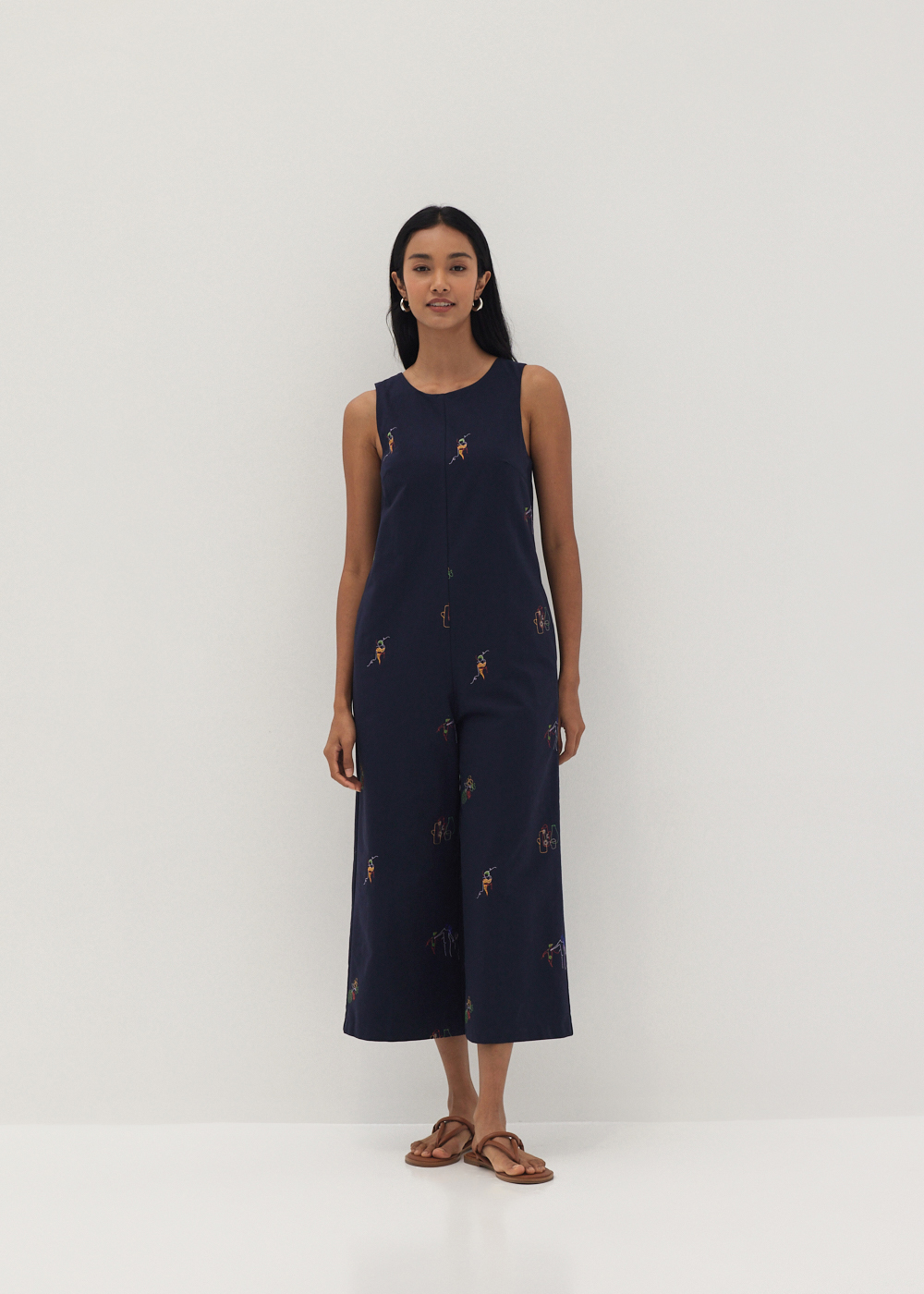 

Rayne Embroidered V-Neck Jumpsuit in Humble Abode-052-S