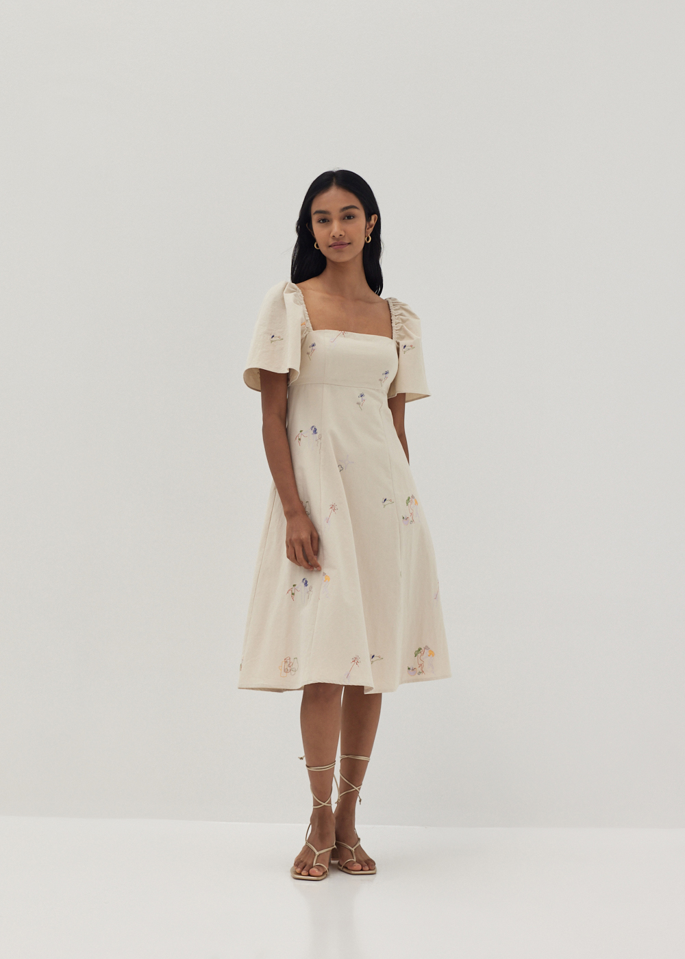 

Bexley Embroidered Panelled Fit & Flare Dress in Humble Abode-035-S