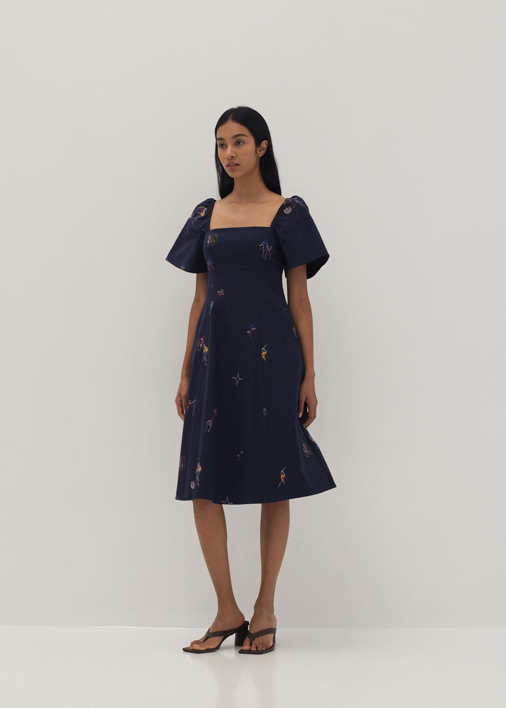 

Bexley Embroidered Panelled Fit & Flare Dress in Humble Abode-052-XL