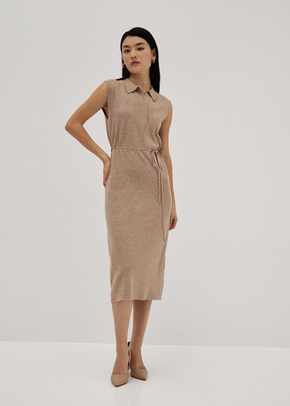 

Gabby Collared Knit Midi Dress-043-XXS