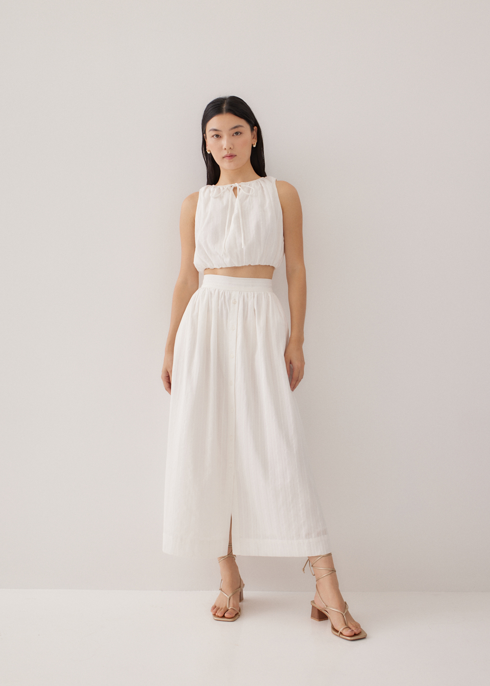 

Suzanne Textured Elastic Flare Skirt-031-XL