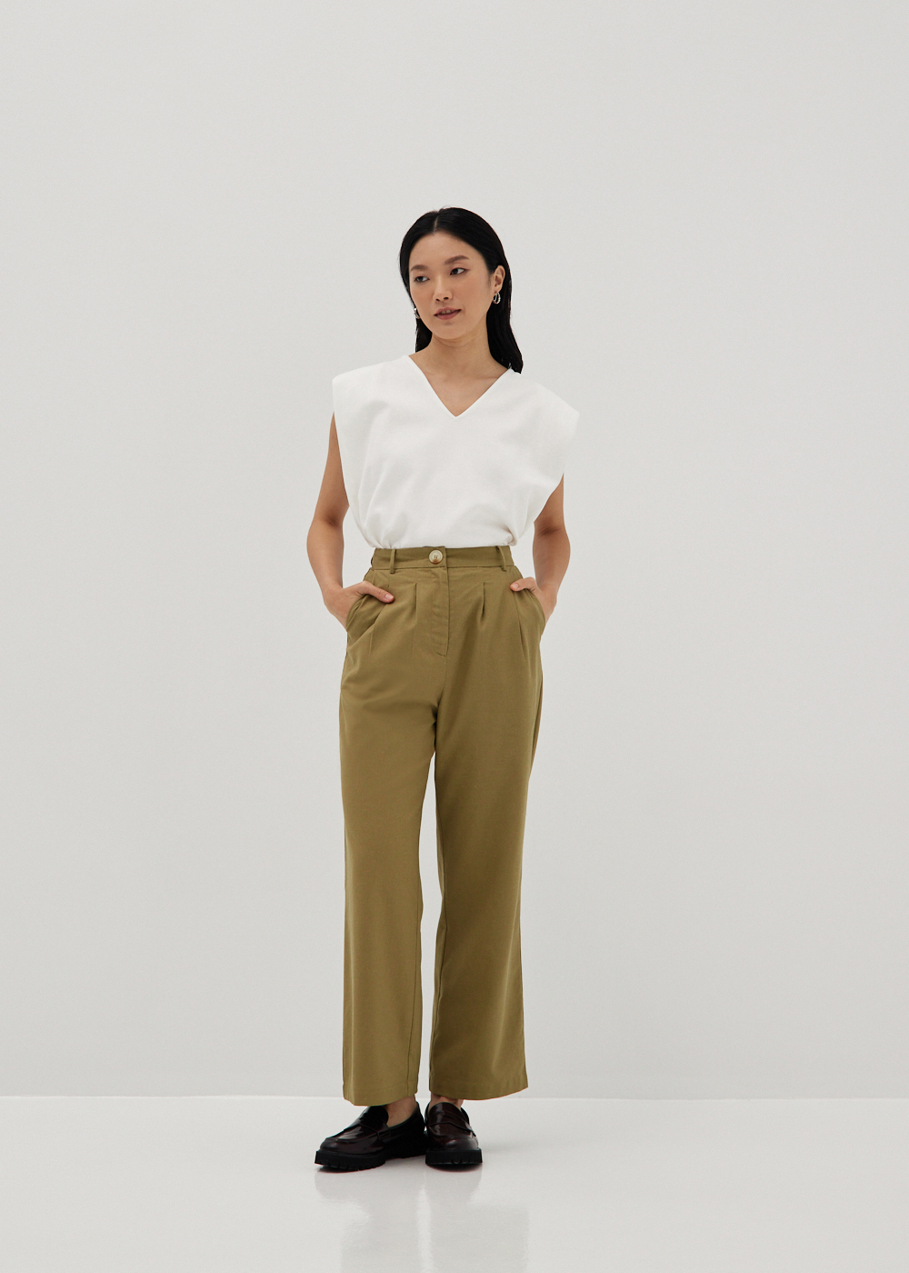 

Nida Linen Straight Leg Pants-157-XS