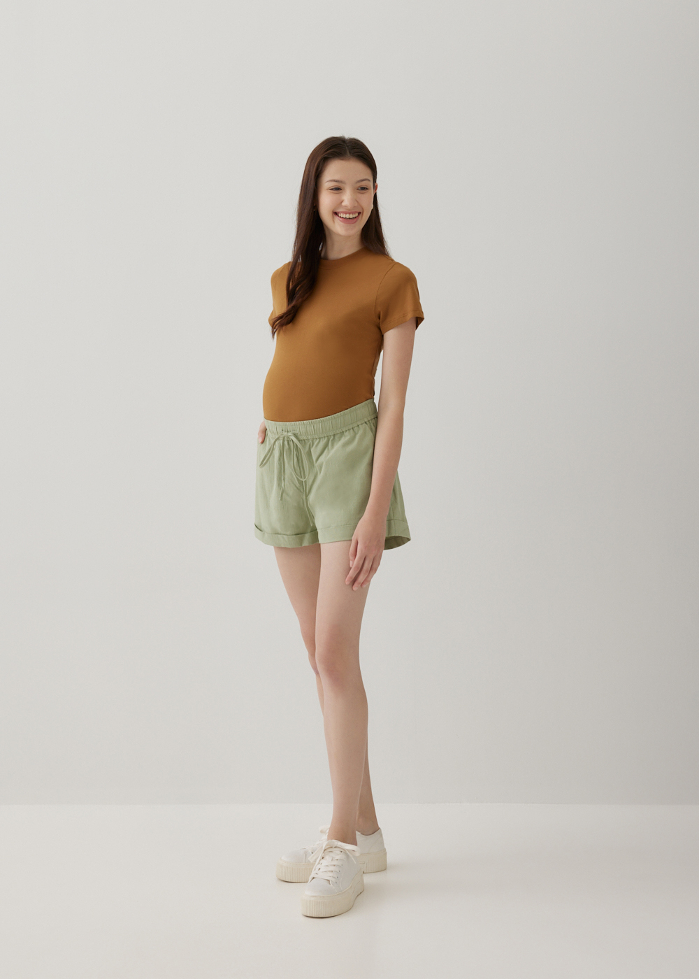 

Eulalie Maternity Elastic Cotton Shorts-156-XXS