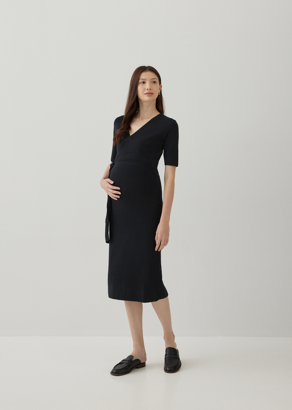 

Gwyne Maternity Nursing Knit Wrap Dress-014-S
