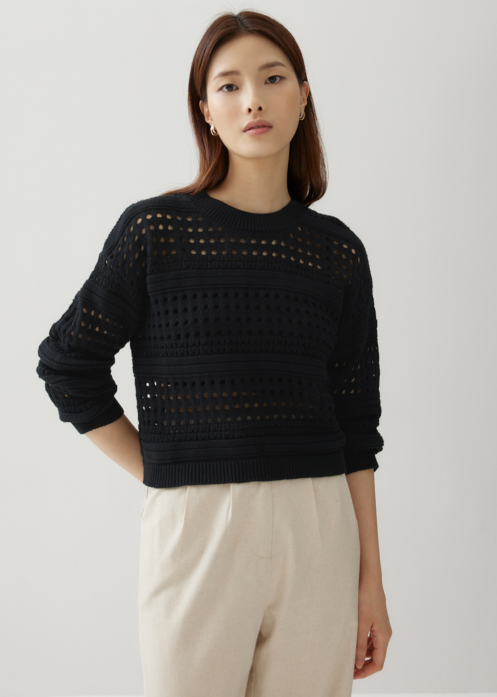 

Kelsie Openwork Knit Jumper-014-XS