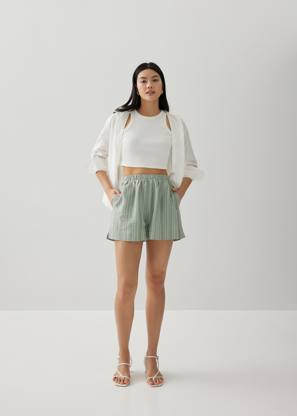 

Alvina Elastic Linen Shorts-156-XL