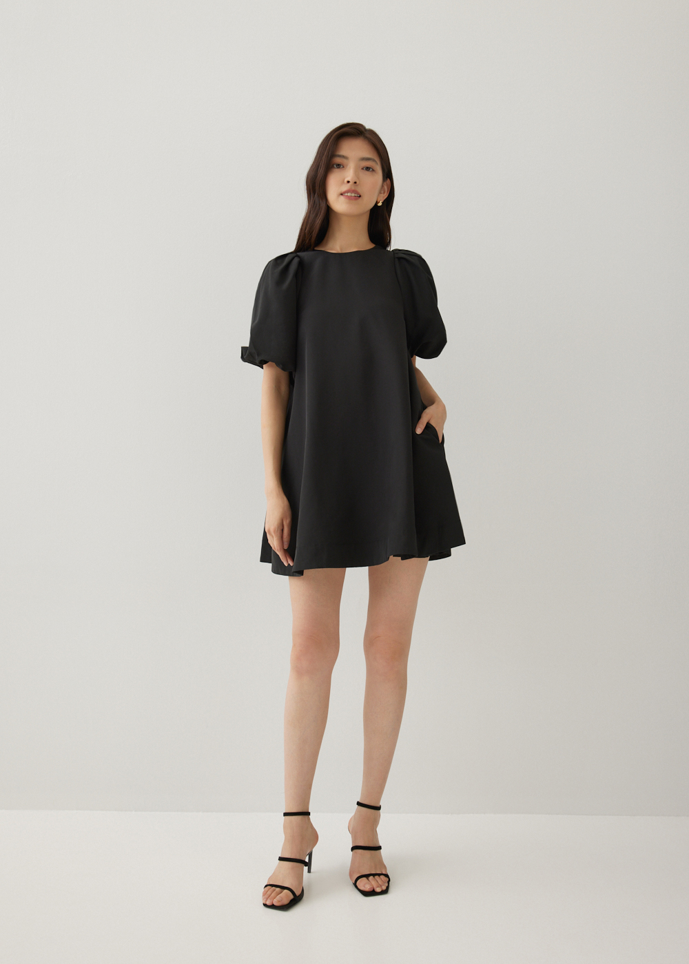 

Jeddie Trapeze Puff Sleeve Dress-014-S