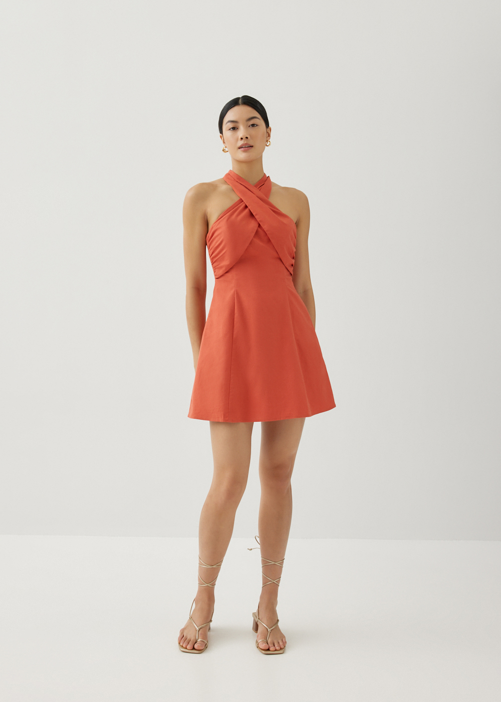 

Analisse Linen Halter Neck Dress-414-L