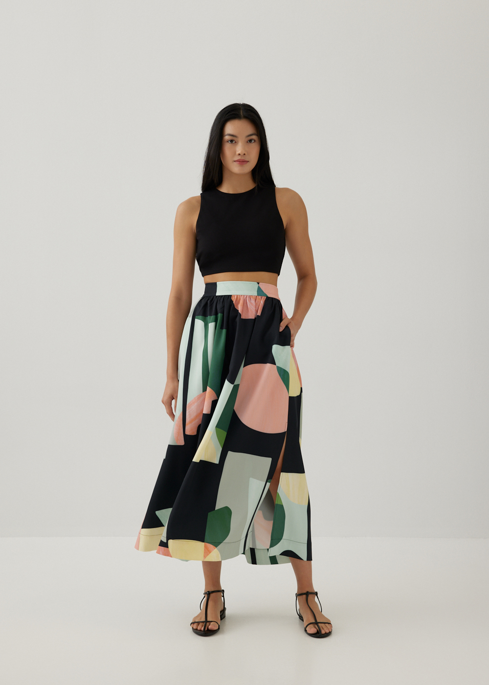 

Yohan Flare Maxi Skirt in Terra Blocks-014-M