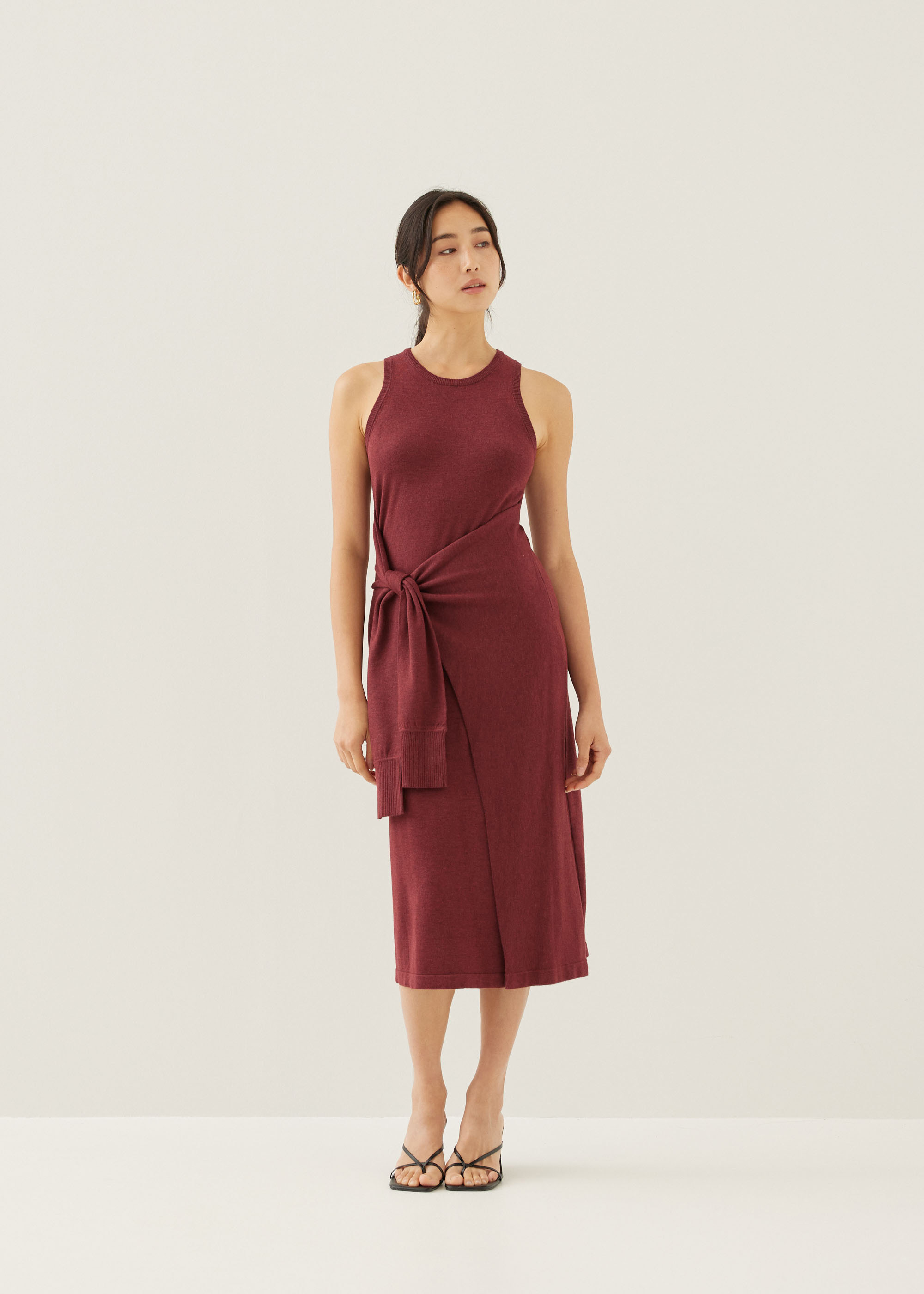 

Aliyah Knit Column Wrap Midi Dress-112-L